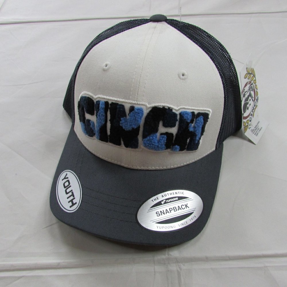 Cinch Youth Camo Logo FLEXFIT Baseball Trucker Cap Hat - Navy/White